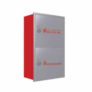Double Door Fire Hose Reel Cabinet Door Frame Stainless Steel Brush Finish Recessed type