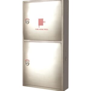 Double Door Fire Hose Reel Cabinet Full Stainless Steel Brush Finish Surface type