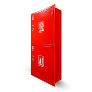 Double Door Fire Hose Reel Cabinet Mild Red Painted Recessed type
